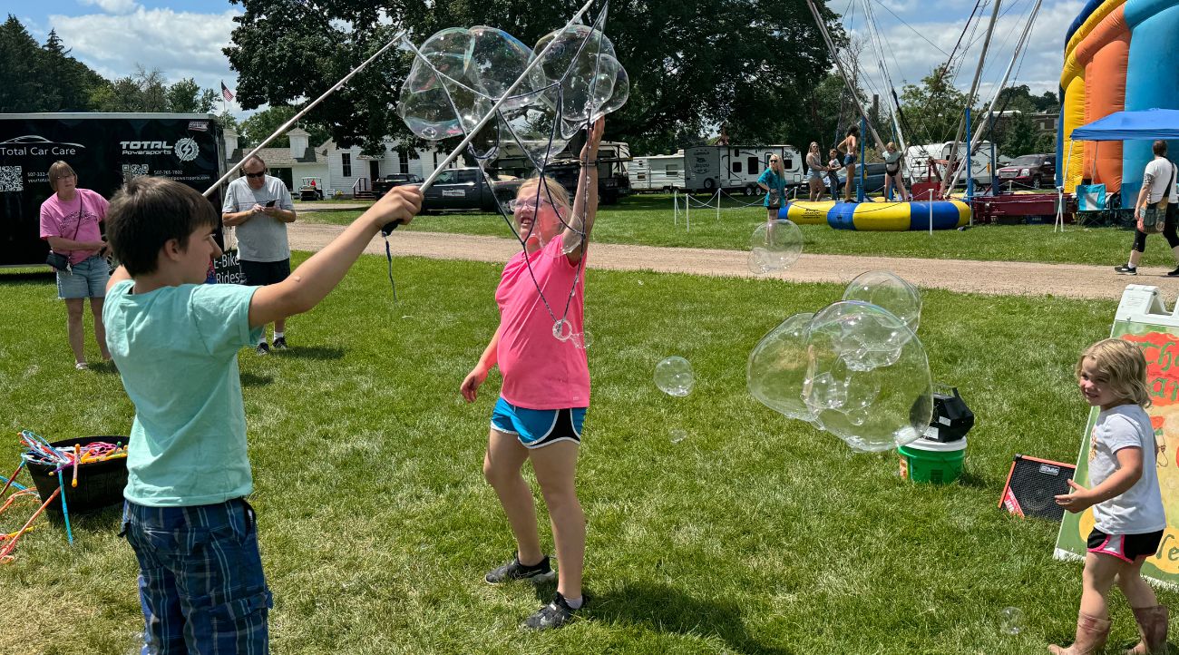 The perfect day for “blowing” gigantic bubbles. (Photo by Renee Bergstrom)