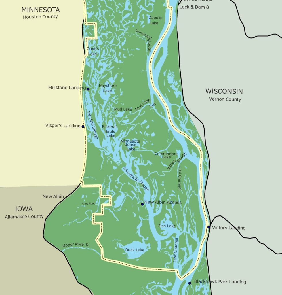 map of reno bottoms, mississippi river