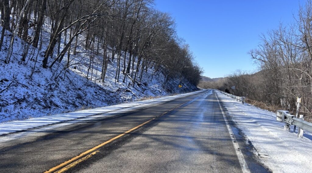 an icy stretch of highway