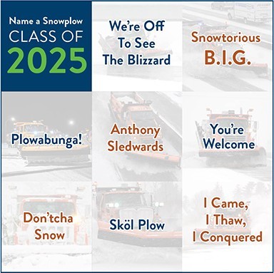 MnDot graphic of 2025 snowplow winning names