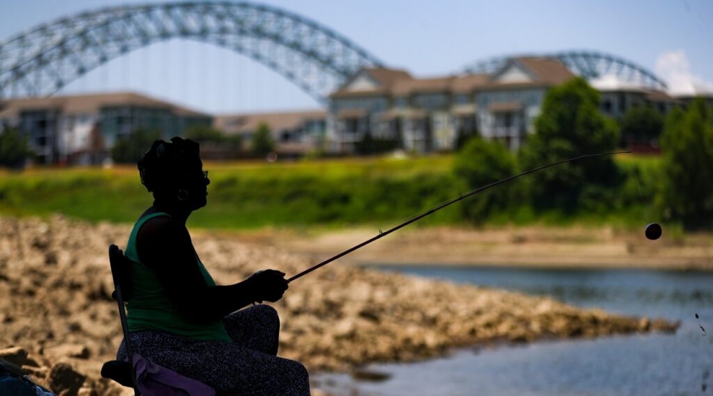 woman fishing