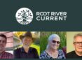 root river current logo and pictures of four people