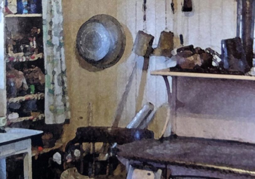 A well-stocked, vintage kitchen scene.