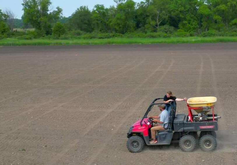 prairie seeder in the field