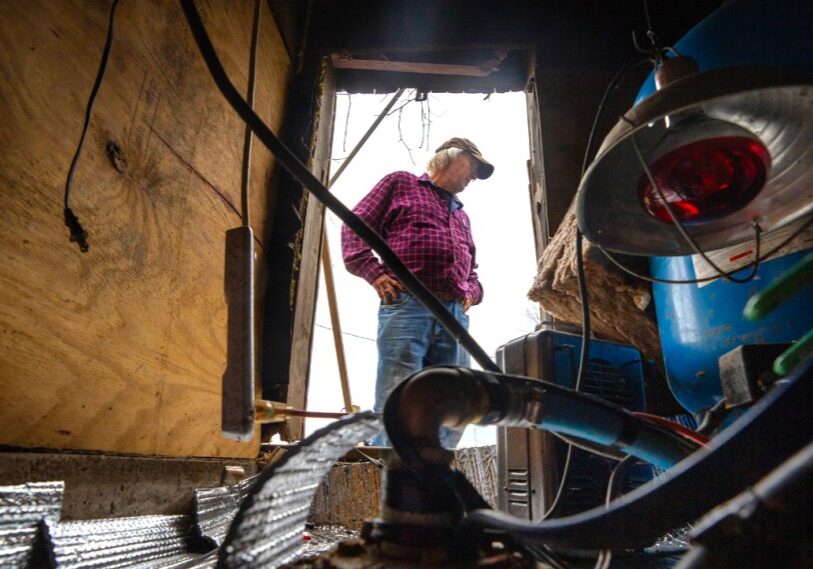 PHOTO 1 H broberg <span style="font-size: 14px; color: #6c6b6b; ">Retired geologist Jeff Broberg is framed in the doorway to his Winona County well house at his home near Elba. The water from his well exceeds the guidelines for nitrate contamination. (Photo by Mark Hoffman, Milwaukee Journal Sentinel)</span>