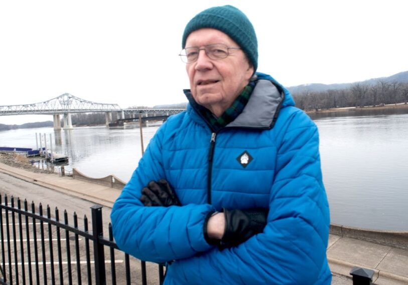 PHOTO 1 waterfront Reggie McLeod stands on an overlook along the Mississippi River in Winona. His Big River Magazine covers 400 miles of river from the Twin Cities to the Quad Cities. (All photos by John Weiss)