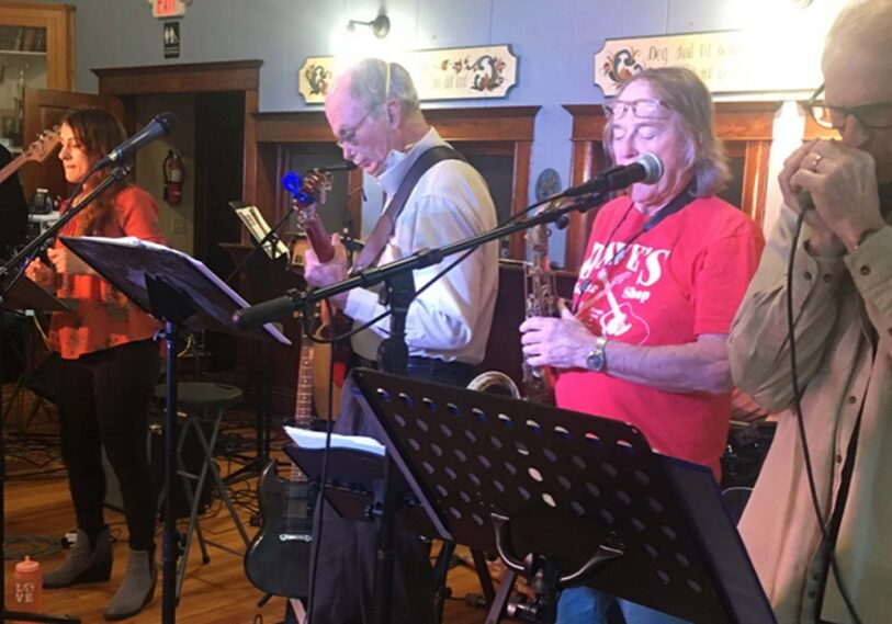 Photo 1 band playing The Rutabaga Brothers, with vocalist Mariah Ciangiola (second from left), performed at a spring 2023 concert at the Sons of Norway hall in Lanesboro. (Submitted photo)