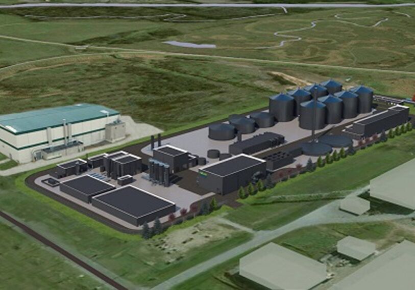 Photo 1 benson view This image is an artist rendering of what a manure digester plant planned for Benson, Minnesota may look like. (Graphic: Nature Energy)