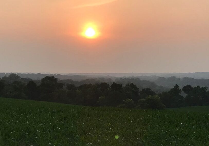 Smoke haze drifts over a valley in Fillmore County in late June. (Photo by John Torgrimson)
