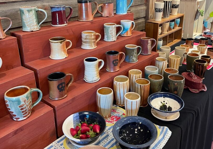 Photo1 (1) Pottery for sale in Sue Pariseau’s studio southeast of Lanesboro. Sue organizes the annual Bluff Country Studio Art Tour in April. (Photo by Renee Bergstrom)